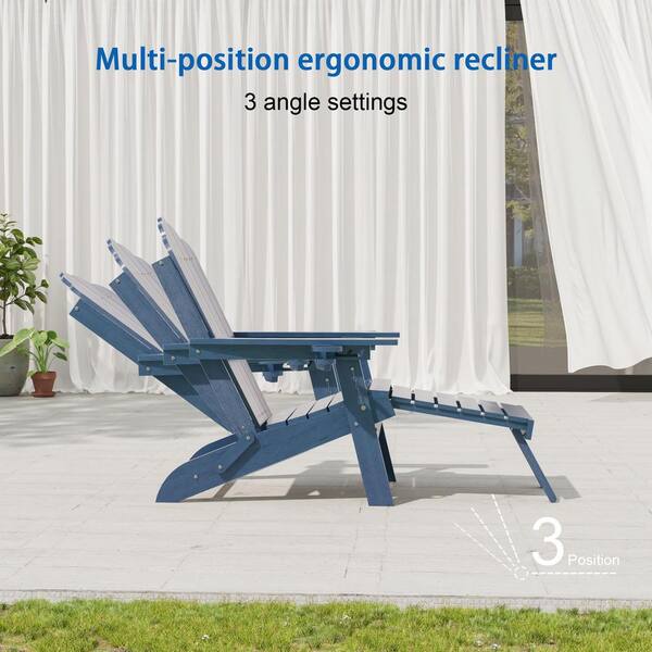 SANLUCE Navy Blue Plastic 3-Position Adjustable Folding Adirondack