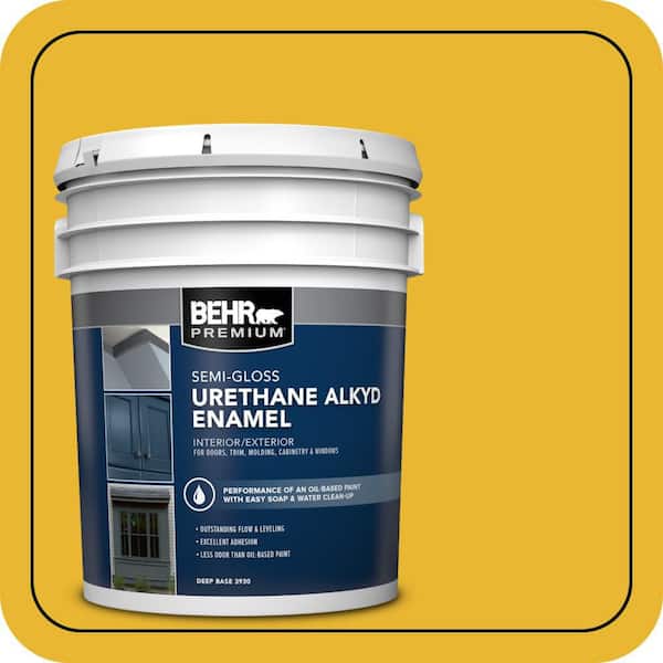 5 gal. #OSHA-6 OSHA SAFETY YELLOW Urethane Alkyd Semi-Gloss Enamel Interior/Exterior Paint