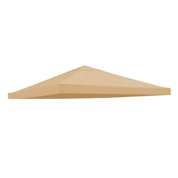 Unbranded 10 ft. x 10 ft. Beige Gazebo Canopy Top Replacement Patio Pavilion Cover UV30 Sunshade