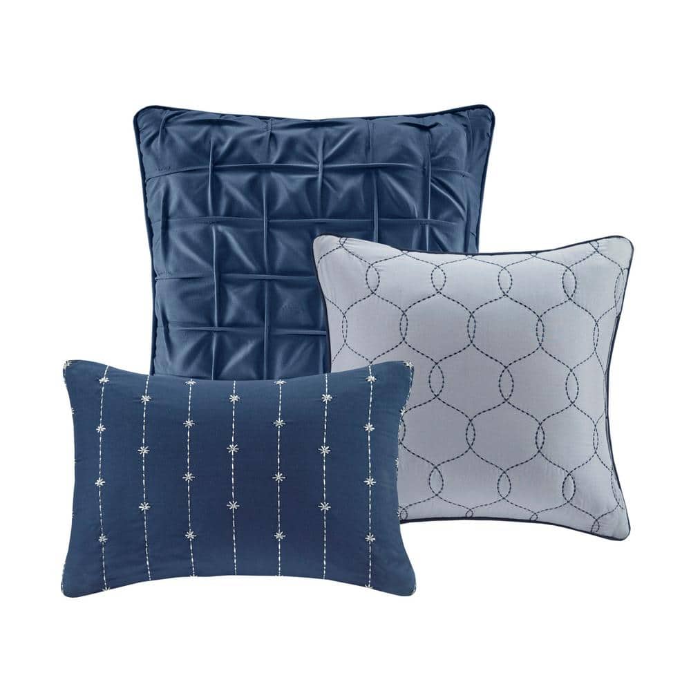 Navy Queen Reversible Microfiber Comforter Set