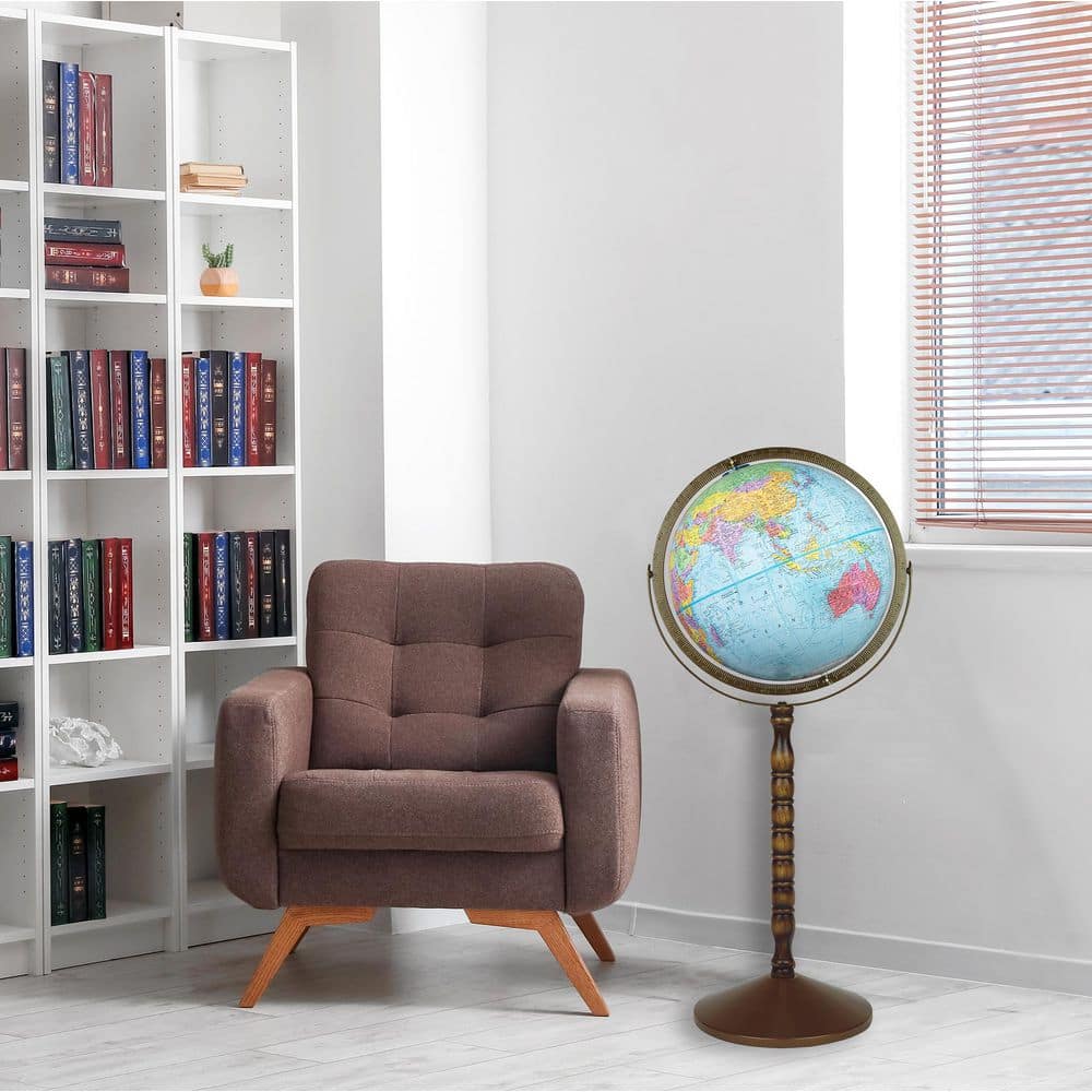 Treasury 12" Blue Globe with Metal Base and Wooden Stand