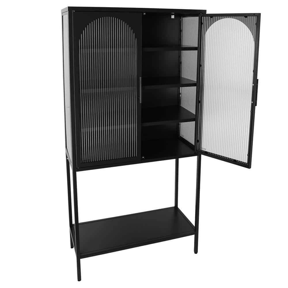 31.5 in. W x 13.8 in. D x 63 in. H Bathroom Black Linen Cabinet