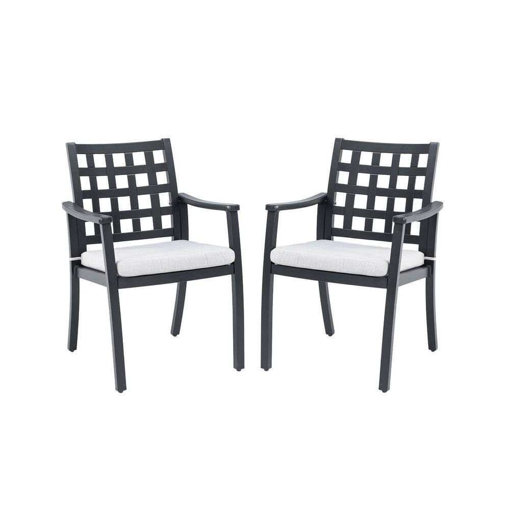 Modern Classic Cast Aluminum Outdoor Patio 2-Piece Dining Chairs, Textured Ember Black Finish price history on PriceWatchPro