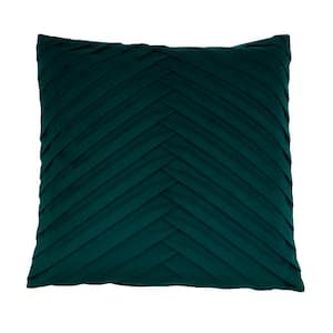 Drew Barrymore Flower Home 16" Round Pleated Gallant Green Velvet Throw Pillow 