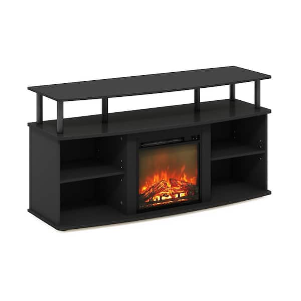 Furinno Jensen 47.24 in. Freestanding Wood Smart Electric Fireplace TV Stand in Americano/Black