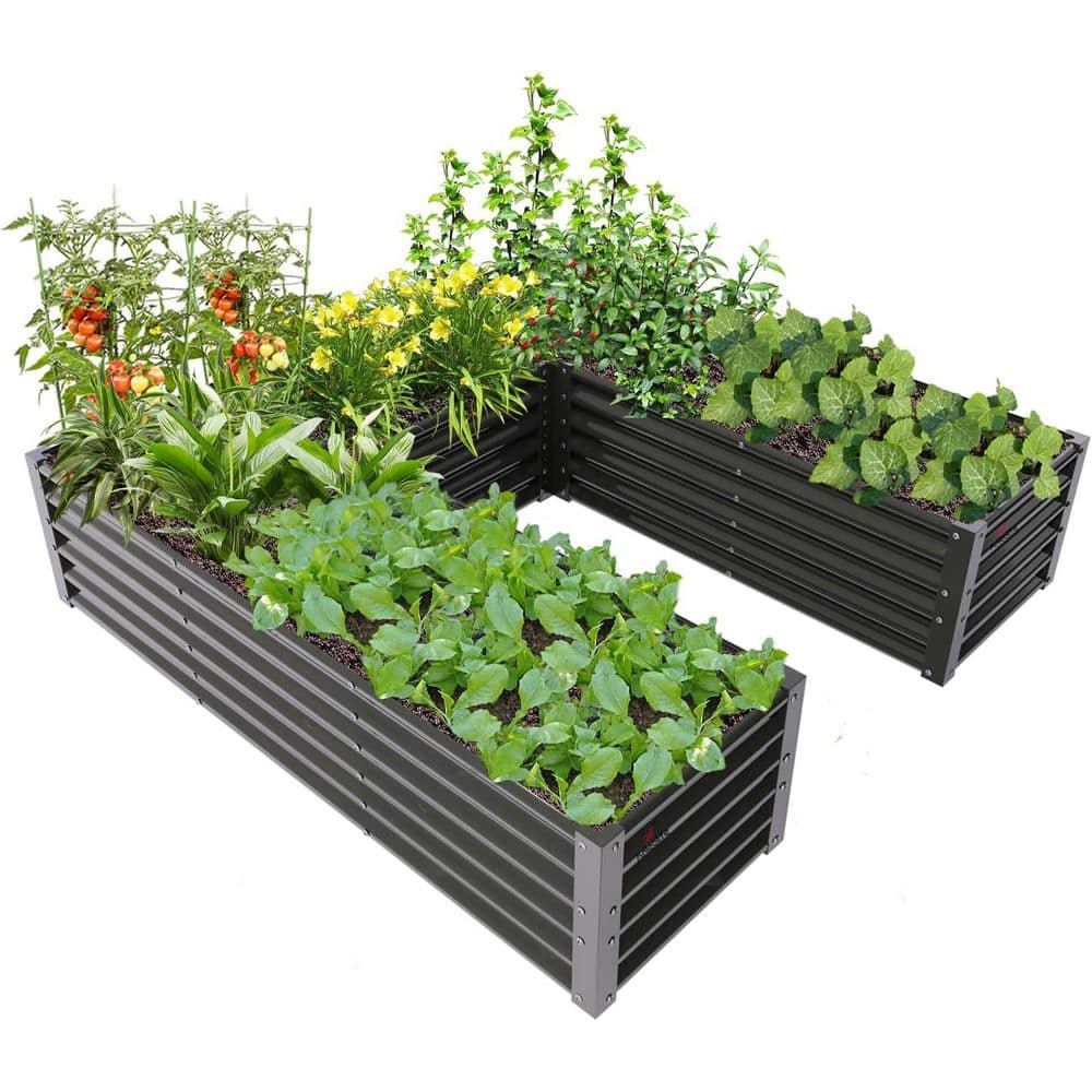 6 x 6 x 1.5 ft.Metal U-Shaped Galvanized Raised Garden Beds,Planter Box for