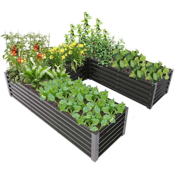Unbranded 6 x 6 x 1.5 ft.Metal U-Shaped Galvanized Raised Garden Beds,Planter Box for Planting Vegetables Flowers Herb,Quartz Gray