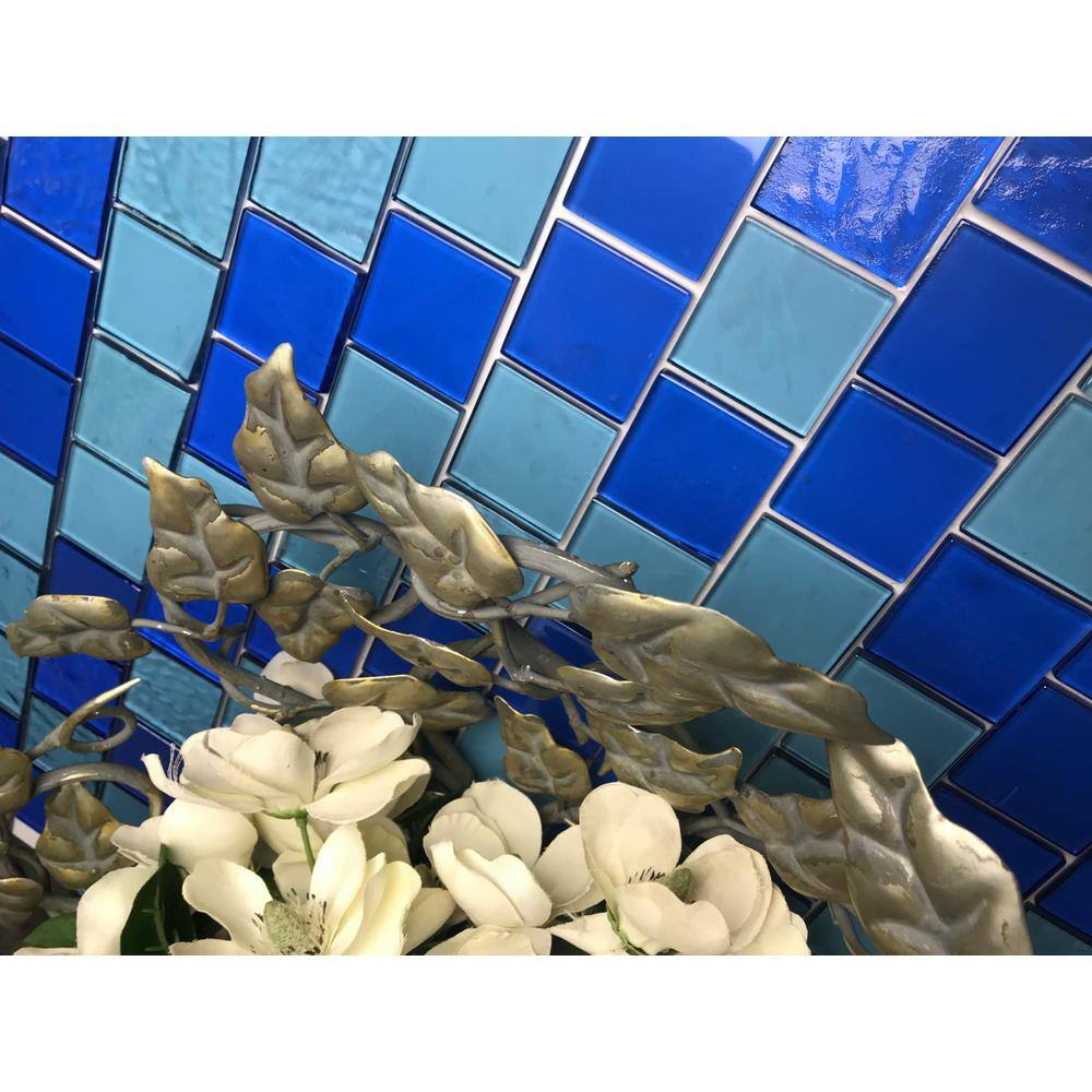 Landscape Blue Glossy Glass Mosaic Tile for Pools and Kitchens