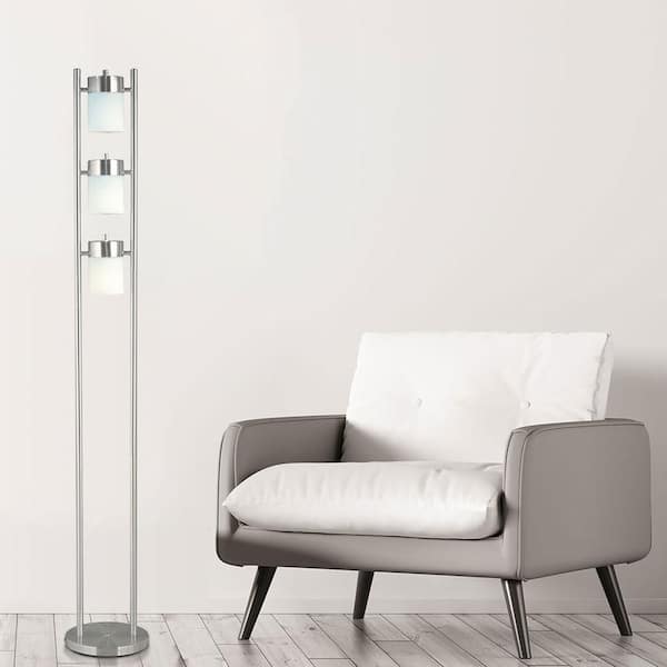 65 in. White Standard 3-Light Adjustable Floor Lamp, Reading Tall Standing Lamp for Living Room, Bedroom, or Study Room