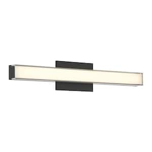 Vantage 24 in. 1-Light Black CCT LED Vanity Light Bar with Double Layer Clear and White Acrylic Shade