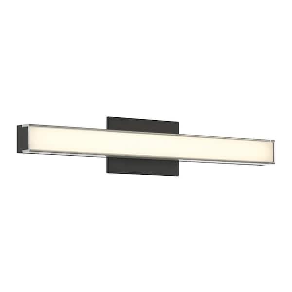 Minka Lavery Vantage 24 in. 1-Light Black CCT LED Vanity Light Bar with Double Layer Clear and White Acrylic Shade