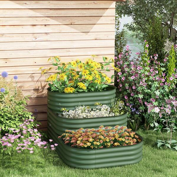 Steel Raised Garden Bed Kit, Silver Color, Metal, Combining