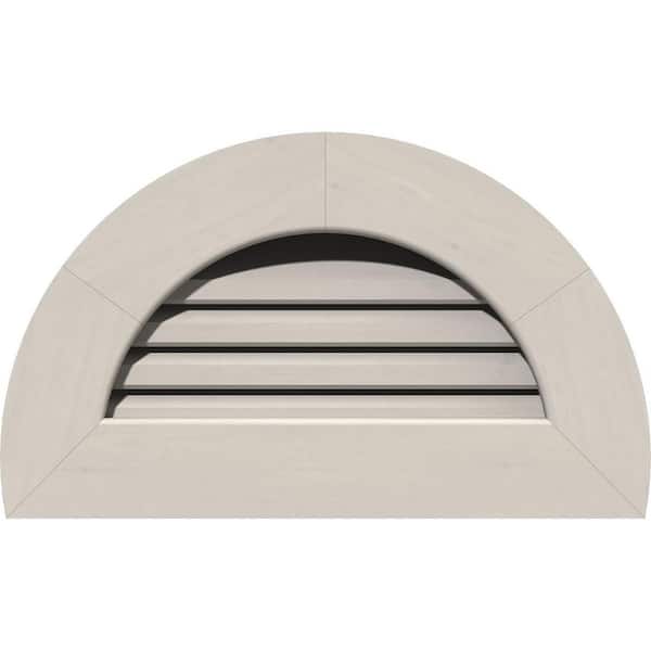 Ekena Millwork 19 in. x 12 in. Half Round Primed Smooth Pine Wood Paintable Gable Louver Vent