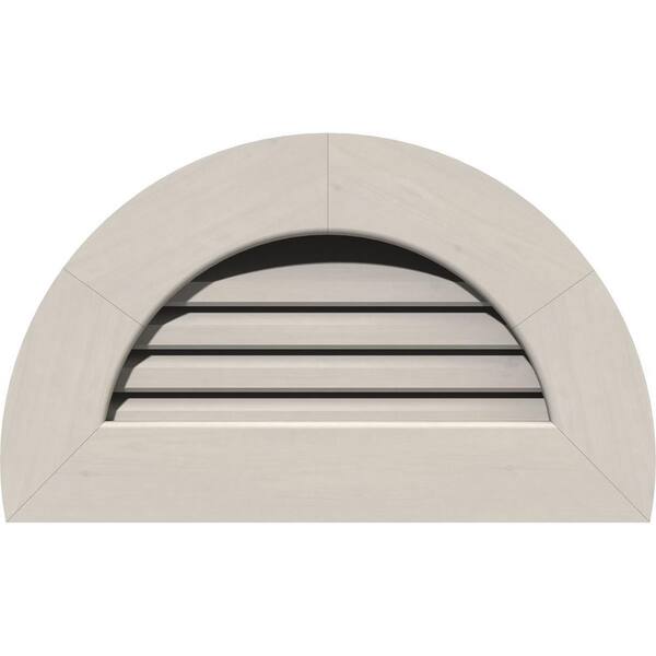 Ekena Millwork 21 in. x 13 in. Half Round Primed Smooth Pine Wood Paintable Gable Louver Vent