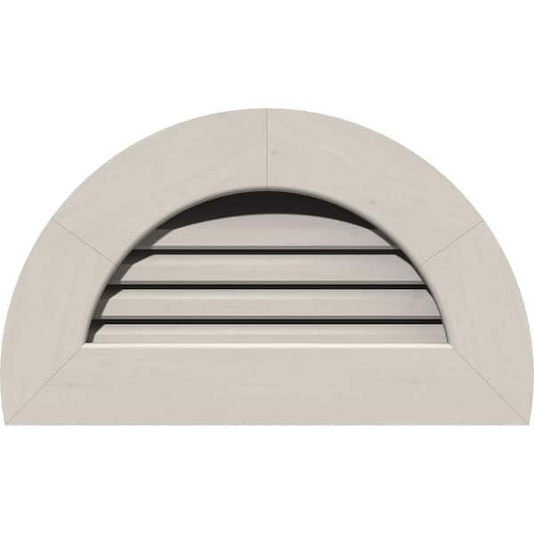Ekena Millwork 25 in. x 15 in. Half Round Primed Smooth Pine Wood Paintable Gable Louver Vent