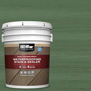 5 gal. #ST-126 Woodland Green Semi-Transparent Waterproofing Exterior Wood Stain and Sealer