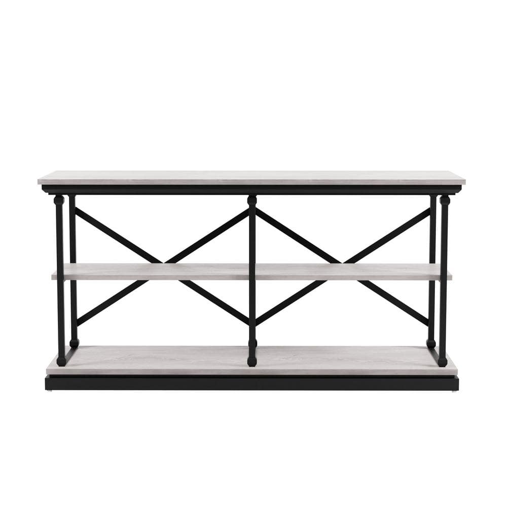 Blue River 59 in. Antique White and Black Rectangle Wooden Console Table -  Furniture of America, IDF-4565WH-S