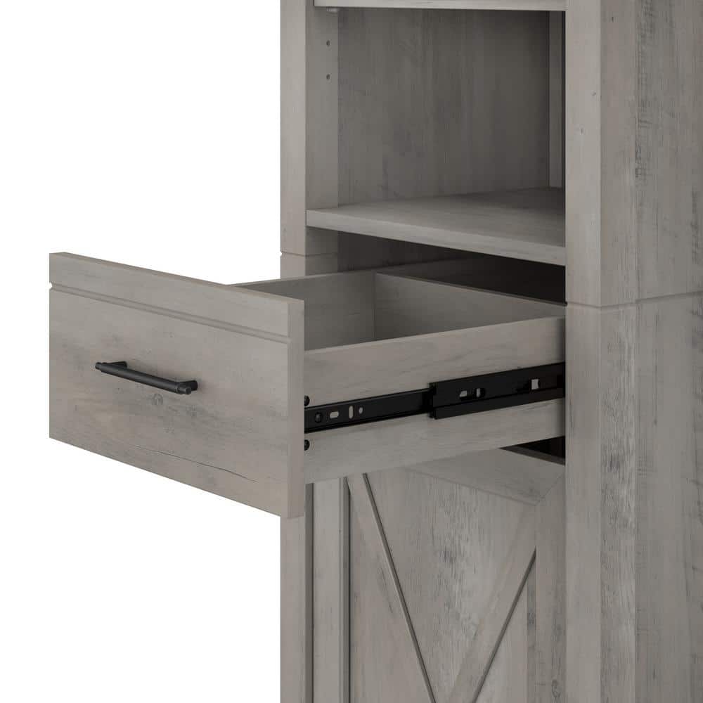 Driftwood Gray Tall Adjustable Bookcase Cabinet with Doors