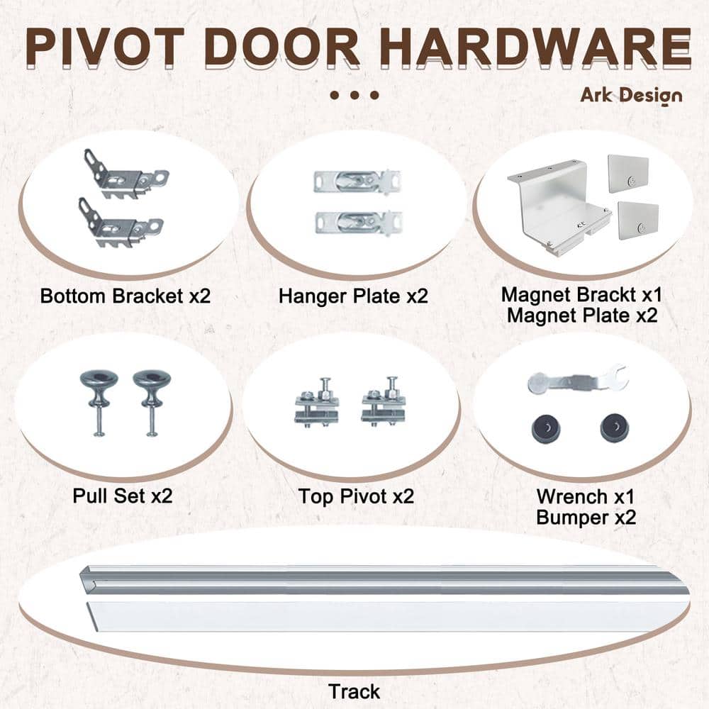 24" x 80" Frosted Glass White MDF Pivot Door
