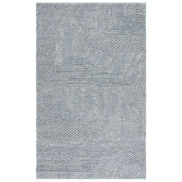 Natural Fiber 8 ft. x 10 ft. Gray/Blue Distressed Geometric Area Rug