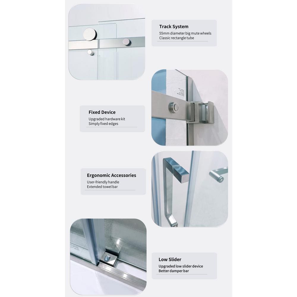 56-60" Brushed Nickel and Glass Sliding Shower Door