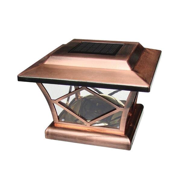 Unbranded 7 in. x 7 in. Solar Powered Copper Plastic Post Cap