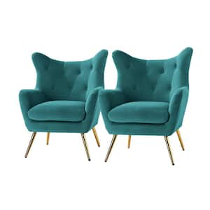 Jacob Blue Accent Arm Chair with Tufted Back (Set of 2)