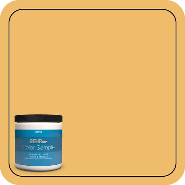 BEHR PREMIUM PLUS 8 oz. Home Decorators Collection #HDC-MD-24 Luscious Lemon Satin Enamel Interior/Exterior Paint & Primer Color Sample