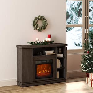 47.2 in. W Freestanding Wall Mantel Electric Fireplace with 23 in . W Electric Fireplace in Brown