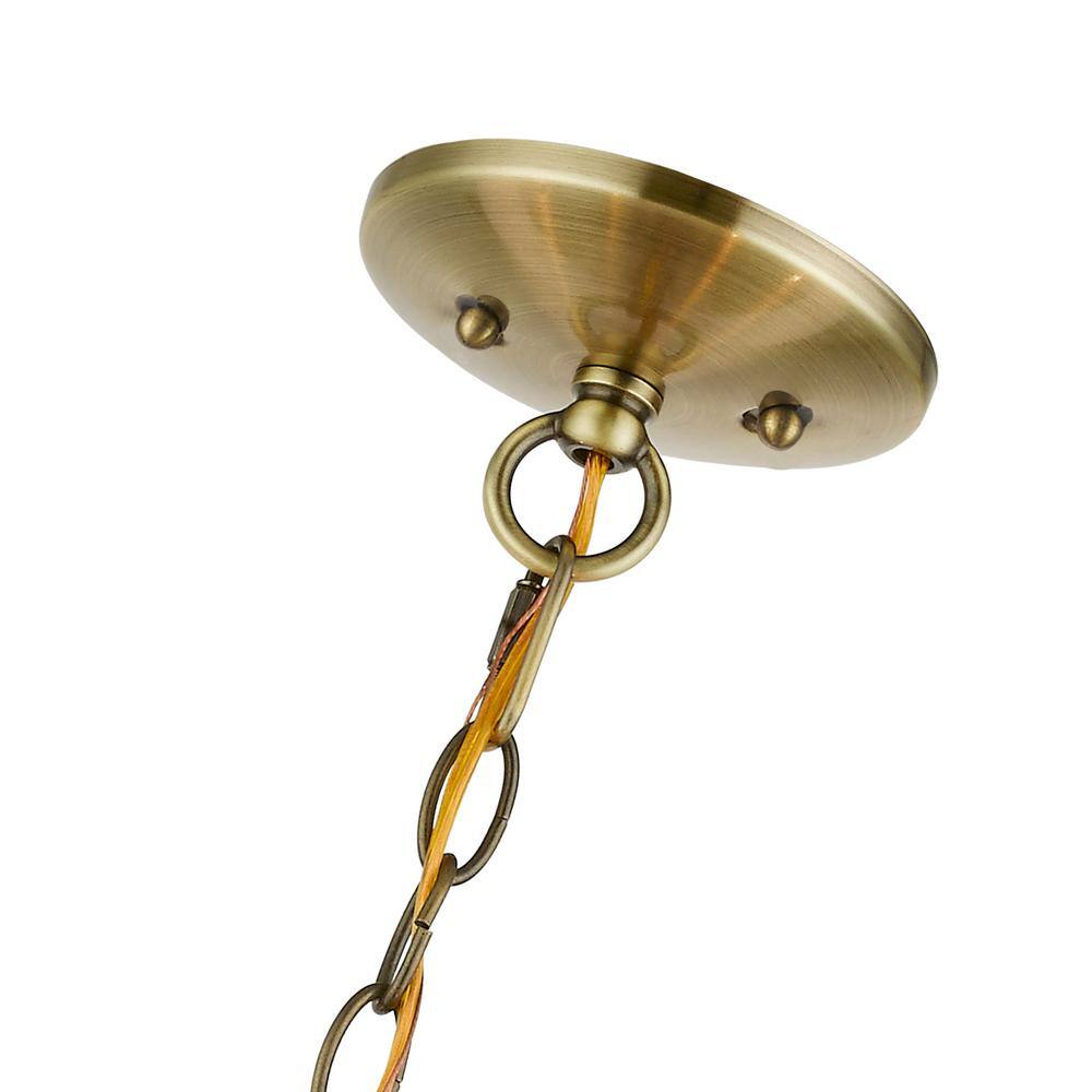 Edinburgh Antique Brass 3-Light Drum Pendant with Pleated Shade