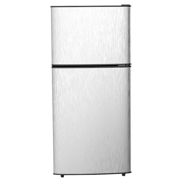 DEESHE 3.5 Cu. ft. Compact Refrigerator Mini Refrigerator in Silver with Freezer Small Refrigerator with 2 Door