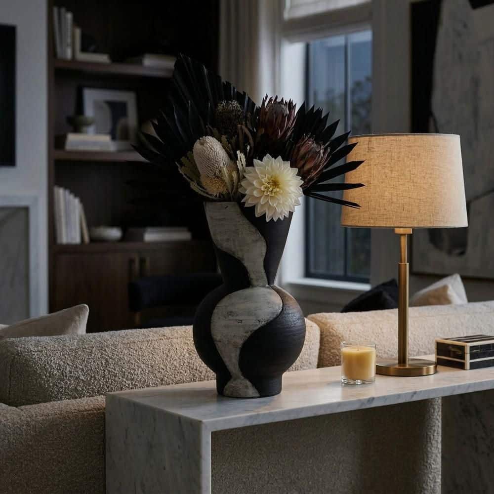 17.5 in. White/Black Terracotta Round Decorative Vase price history on PriceWatchPro