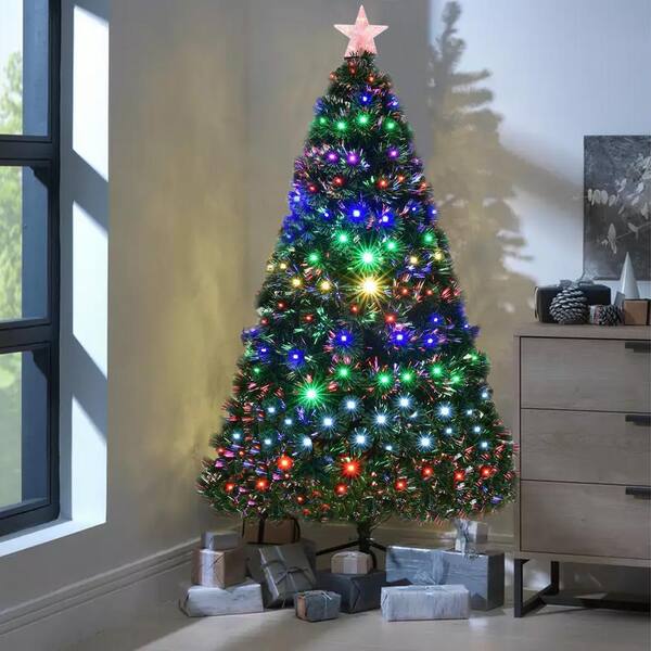 thumbnail image 2 of 6ft Pre-Lit Artificial Christmas Tree With Color-Changing Fiber Optic LEDs By FCH, No Messy Lights To String 2 of 6