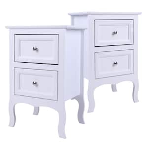 2-Piece 2-Drawer White Nightstand (15.7 in. W x 11.8 in. D x 23.6 in. H)