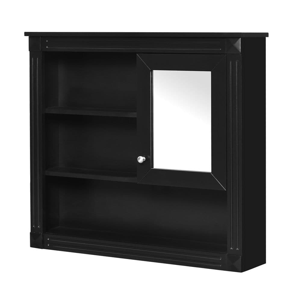 32 in. W x 28.7 in. H Rectangular MDF Bathroom Wall Cabinet Medicine Cabinet with Mirror and Adjustable Shelf, Black price history on PriceWatchPro