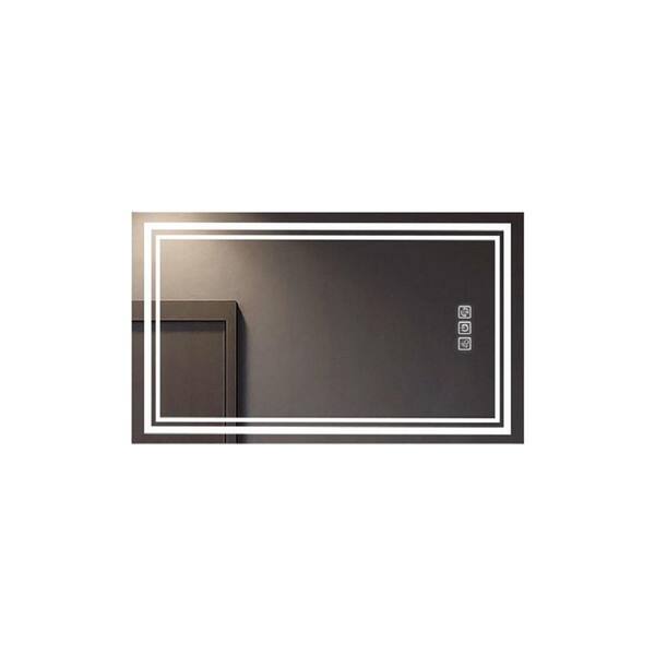 40 in. W x 24 in. H Rectangular Frameless Wall Bathroom Vanity Mirror w/Front and Back Light, 3 Colors, Memory Function