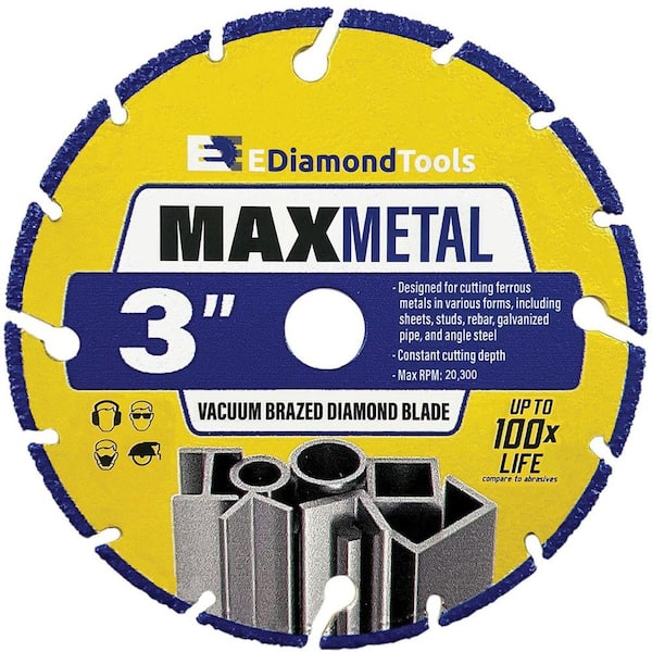 3 in. Metal, Segmented Rim, Vacuum Brazed Diamond Saw Blade, 1.5 mm Segment Height, 3/8 in. Arbor Cutoff Tool, 1-Pack