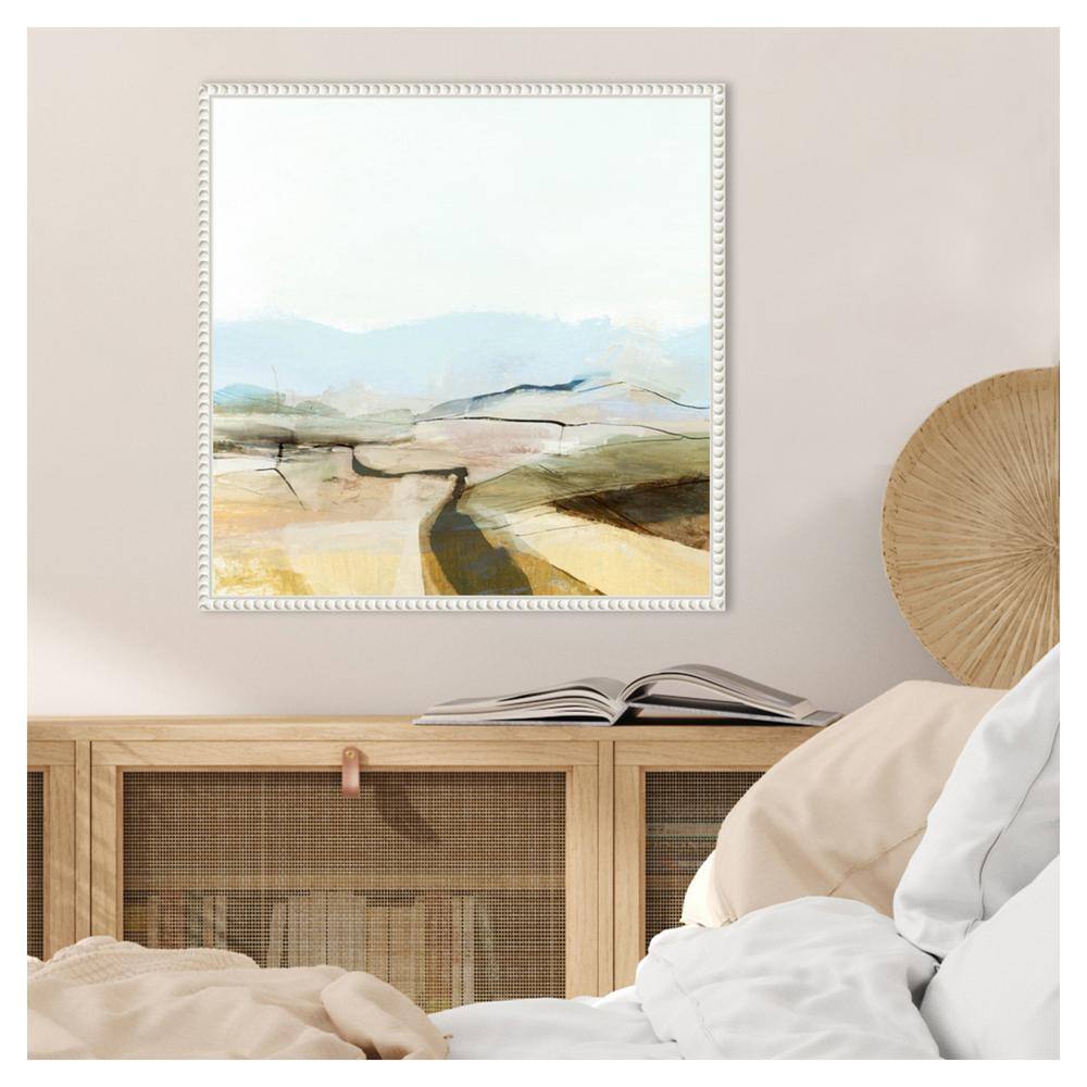 Beaded White Framed Abstract Nature Canvas Wall Art 22 x 22-in