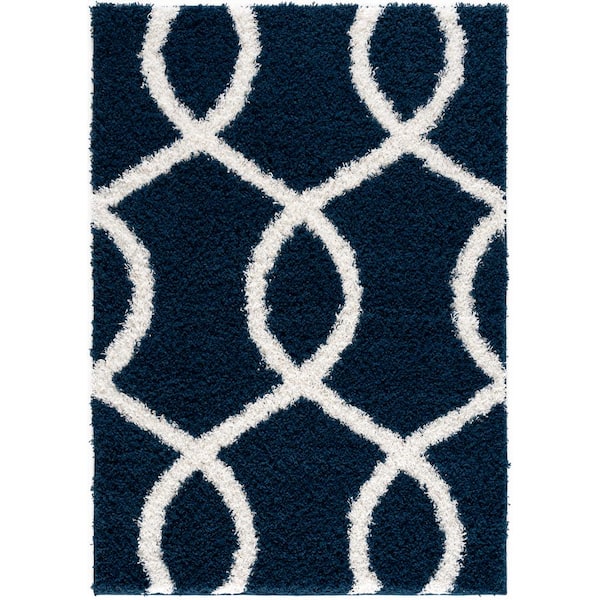 L'Baiet Jordyn Navy 2 ft. x 6 ft. Shag Runner Rug