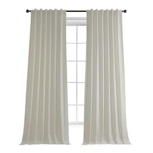 Ivory Lounge Embossed Velvet Curtains 50 in. W x 108 in. L Rod Pocket Room Darkening Curtain (Single Panel)