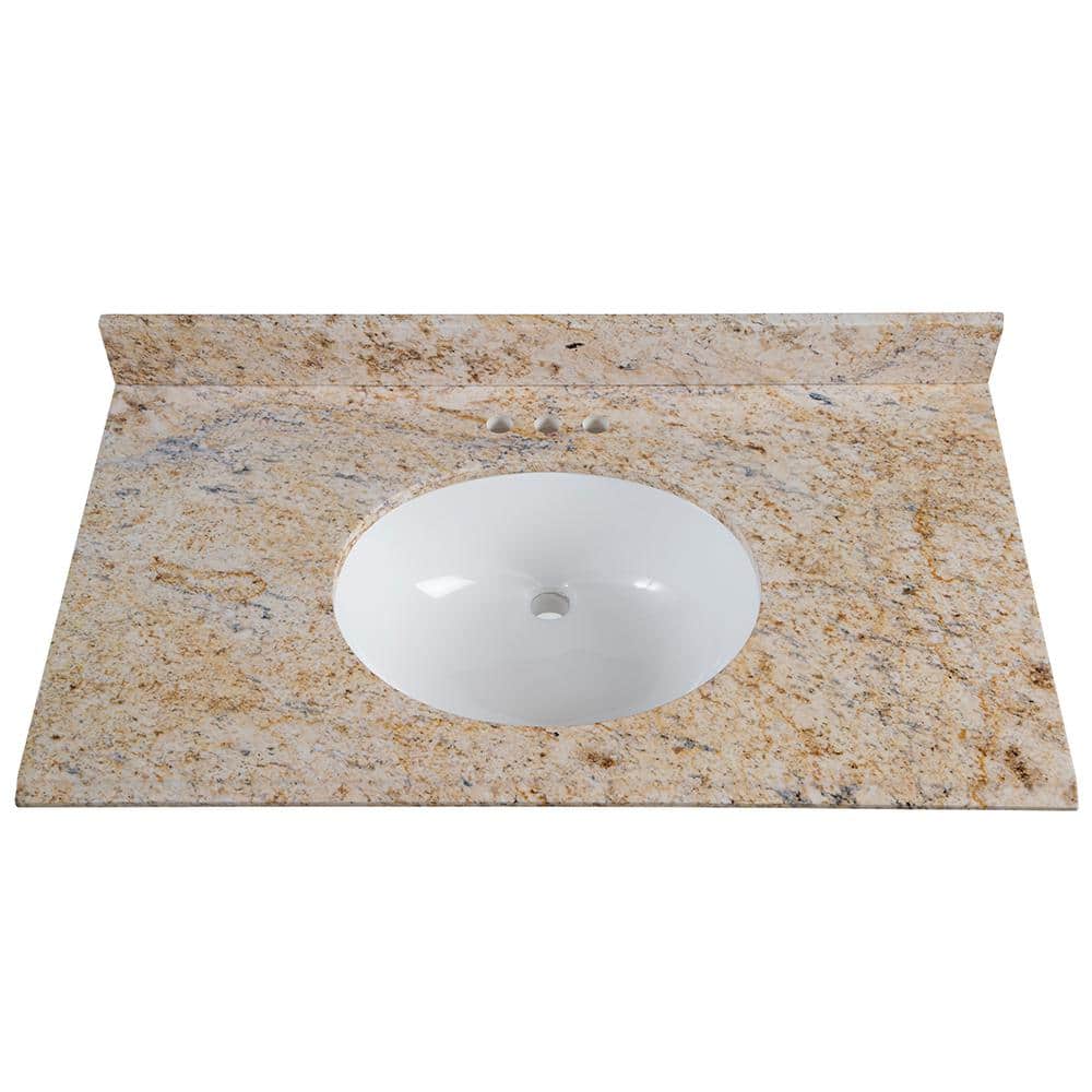 St Paul 37 In X 22 In Stone Effects Vanity Top In Tuscan Sun With White Sink Seo3722com Tu The Home Depot