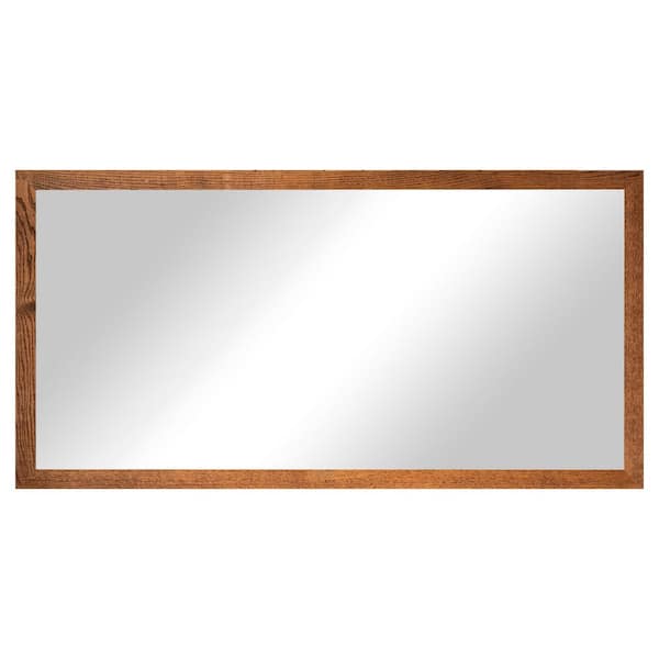 2 in Honey Frame (30 in. W x 57 in. H) Oak Hardwood Rectangle Wall Mirror