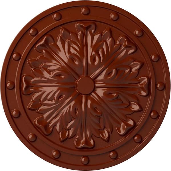 Ekena Millwork 1-1/2 in. x 20-1/2 in. x 20-1/2 in. Polyurethane Foster Acanthus Leaf Ceiling Medallion, Firebrick