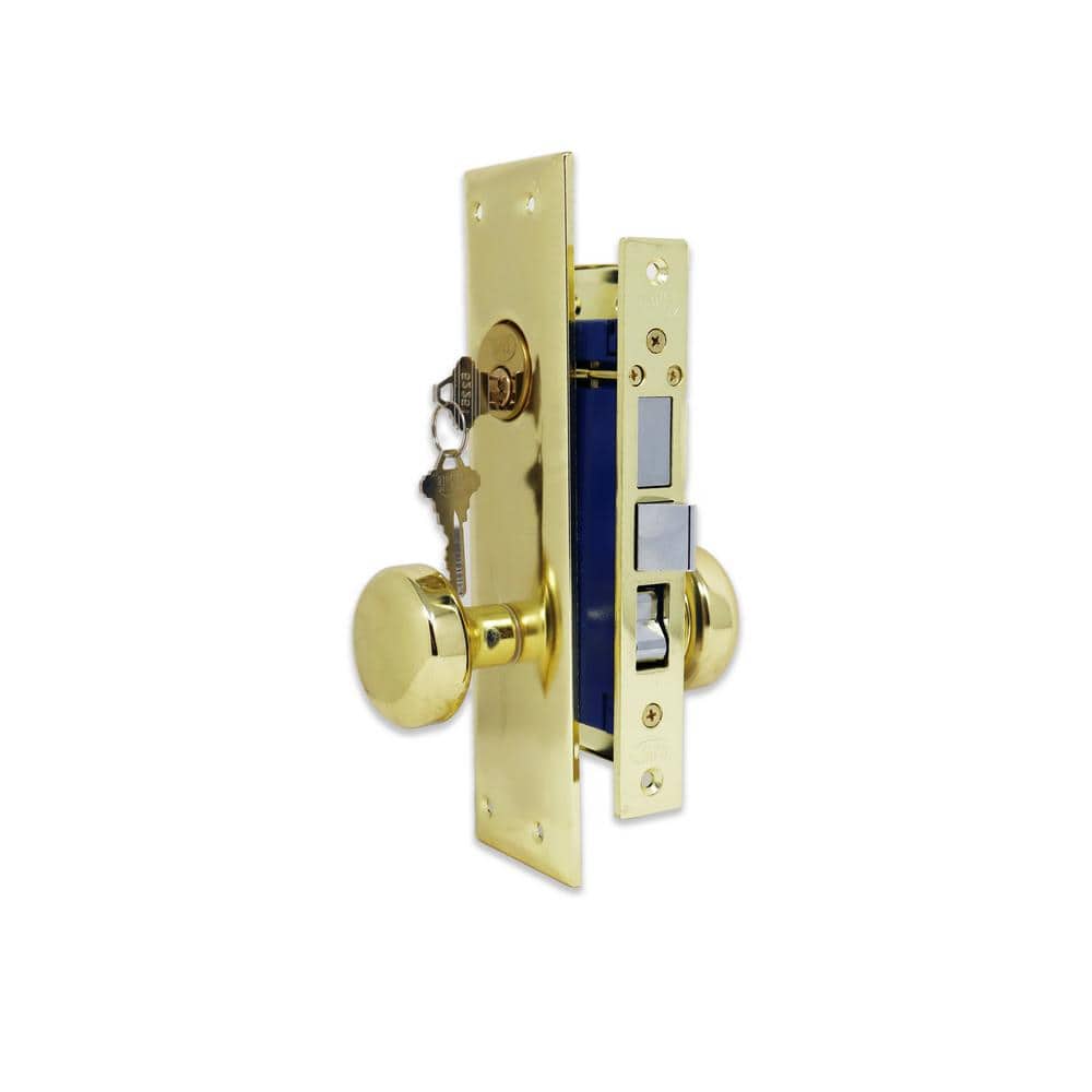 Restore Hardware Antique Cabinet Flush Mount Lock with Key, Brass Plated, 1  3/4 in High x 1 in Wide x 3/8 in Thick