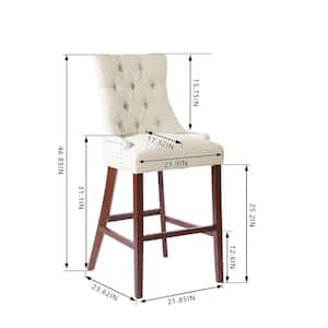 Bakerford Biscuit Beige Upholstered Bar Stool with Tufted Back (Set of 2)