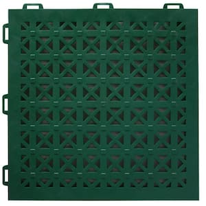 StayLock Perforated Green 12 in. x 12 in. x 0.56 in. PVC Plastic Interlocking Outdoor Floor Tile (Case of 26)