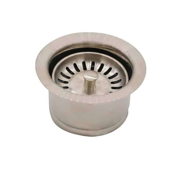 Westbrass 3-1/2 in. Extra-Deep Collar Kitchen Sink Waste Disposal Flange & Strainer Stopper, Stainless Steeel