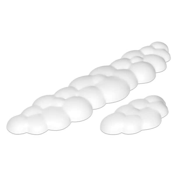 OBJLGEV Cloud Keyboard Wrist Rest Pad Set with PU Leather Memory Foam for Palm Support Ergonomic Design White