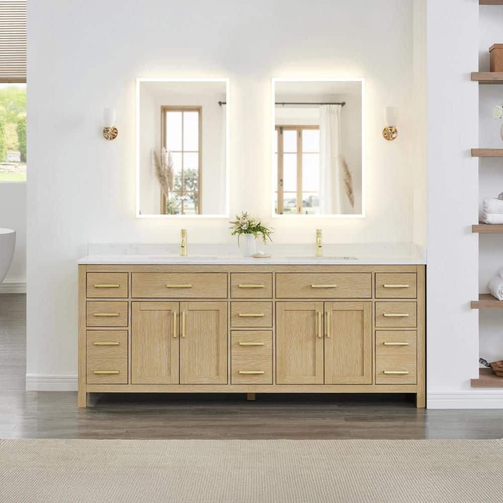 Beckett 84 in. Double Freestanding Whitewashed Oak Bath Vanity with Top price history on PriceWatchPro