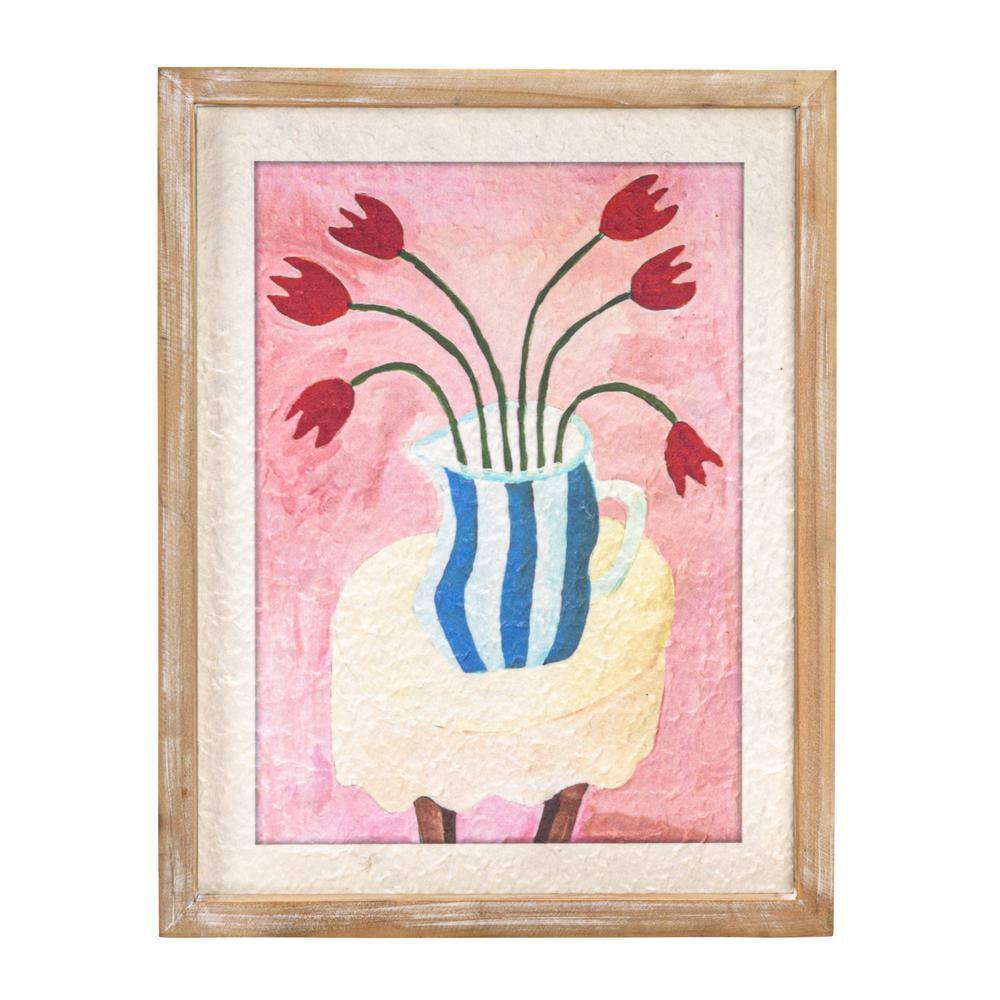 Brown Framed Floral Graphic Print on Textured Paper